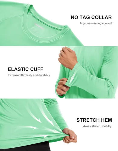 Miniatura 16 de MAGCOMSEN Camisas de manga larga para hombre, protección solar UPF 50+, camisetas atléticas para senderismo, correr, entrenamiento, protección