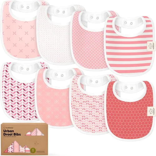 Miniatura 44 de Paquete de 8 baberos orgánicos para bebés niños, niñas - baberos de algodón suave para babear y dentición para bebé niña y niño, extra absorbentes
