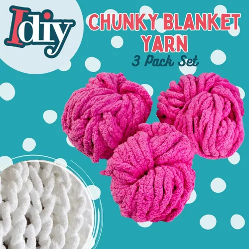 Miniatura 2 de iDIY - Paquete de 3 madejas de hilo grueso (72 yardas), color rosa claro, hilo de felpilla esponjoso perfecto para mantas suaves y de bebé, tejer