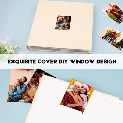 Miniatura 3 de Álbum de fotos de 600 bolsillos 4x6 con espacio para escribir, álbum de fotos de gran capacidad 4x6 que contiene 600 fotos horizontales y Beige