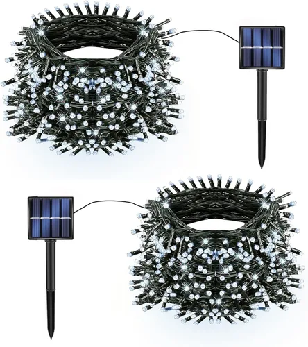 TW SHINE Paquete de 2 Luces Solares de Navidad Decoraciones para Exteriores, Total 400 LED 132 Pies Luces Solares de Navidad para Exteriores con 8