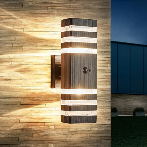 Lámpara de pared con sensor de movimiento para exteriores, luces de porche arriba y abajo, moderna, del atardecer al amanecer, aplique exterior para