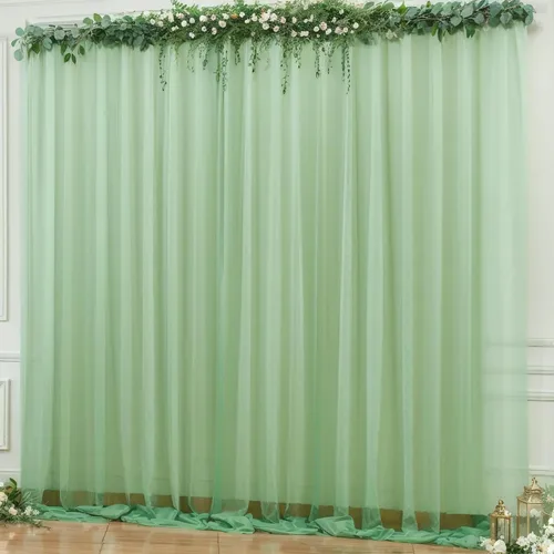 Miniatura 29 de Cortina de telón de fondo de tul azul bebé de 10 x 10 pies para fiestas, cortinas de fondo transparentes para bodas, baby shower, baby shower