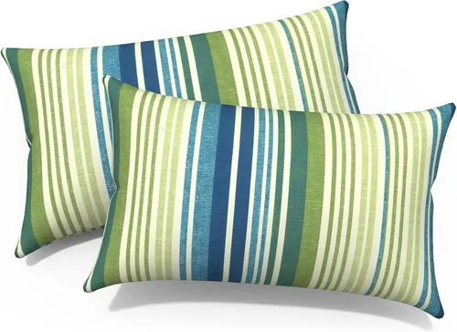 Miniatura 283 de Juego de 2 almohadas para exteriores de 16 x 16 pulgadas, repelentes al agua con interiores, para muebles de patio, hogar, jardín, geometría bohemia