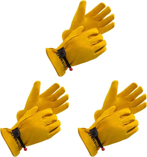 Miniatura 8 de Guantes de trabajo para niños de 2 a 14 años, extra suaves de ante de ciervo, duraderos, flexibles, guantes genuinos de cuero para niños