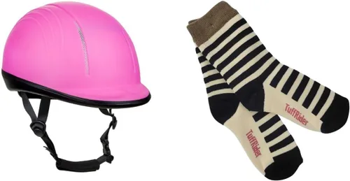 Miniatura 5 de TuffRider Starter Basic - Casco de equitación para jinetes ecuestres con varios calcetines de tira Blanco