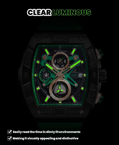 Miniatura 6 de Mens Watches Analog Waterproof Fashion Date Wrist Watch, Skeleton Tonneau Watches for Men with Chronograph,Ideal for Sports Enthusiasts & Daily Wear