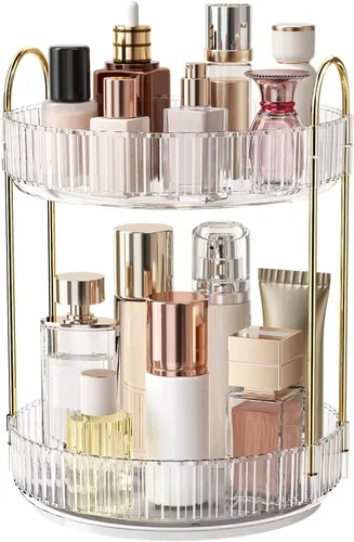 Miniatura 18 de Organizador de maquillaje giratorio de 360°, almacenamiento de maquillaje de gran capacidad, organizador de perfumes de 3 niveles, organizador