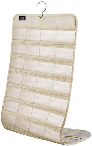 Miniatura 5 de BB Brotrade Organizador colgante de joyas, organizador de accesorios, organizador de 80 bolsillos para guardar joyas (beige)