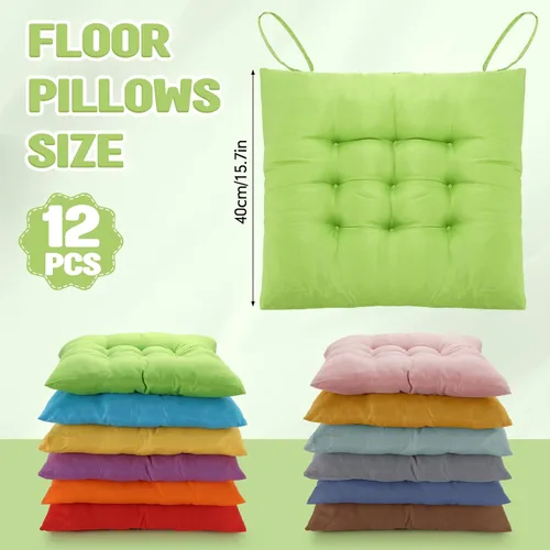 Miniatura 2 de Geetery 12 Piezas de Almohadas de Suelo para Aula, Cojines Cuadrados en Masa para Silla de Piso, Escuela, Jardín de Infantes, Rincón de Lectura