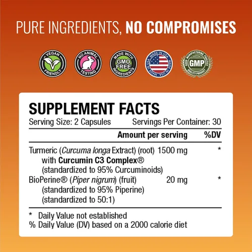 Miniatura 7 de Approved Science Turmeric MD - con BioPerine y curcuminoides de cúrcuma estandarizados al 95% - 180 cápsulas (suministro de 3 meses)