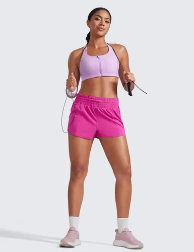Miniatura 79 de CRZ YOGA Pantalones cortos de correr de cintura alta para mujer de 2.5 pulgadas, forro de malla de secado rápido para entrenamiento deportivo