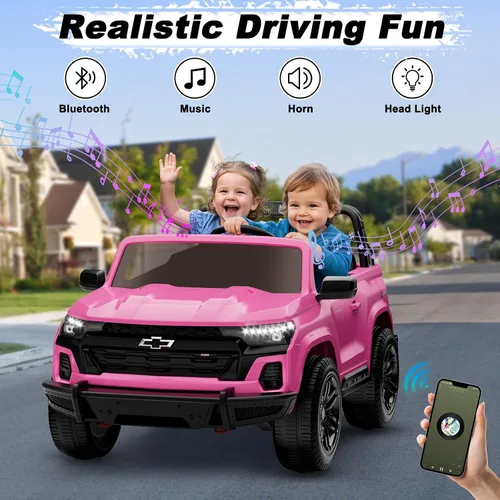 Miniatura 7 de ARBELI Juguetes de paseo de 2 plazas y 24 V para niños, auto eléctrico Chevrolet con licencia con control remoto, 4 motores de 200 W, 4WD/2WD, Rosa