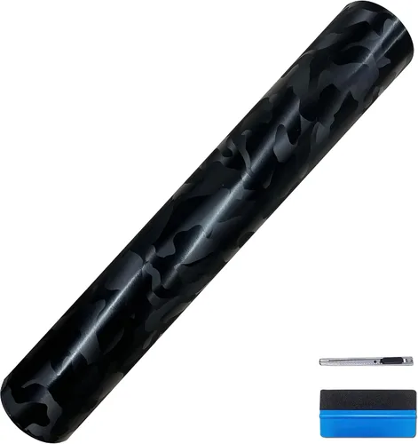 Miniatura 30 de LZLRUN Rollo de Vinilo Negro de Fibra de Carbono Mate Forjado con Liberación de Aire, Lámina Adhesiva, Película para Calcomanía DIY de Automóvil