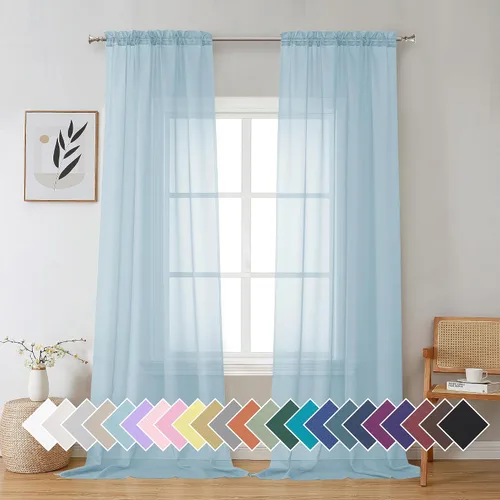 Miniatura 67 de Aiyufeng 2 paneles de cenefa transparente negra de 14 pulgadas de largo, cortinas cortas negras transparentes para dormitorio, cortinas de cocina
