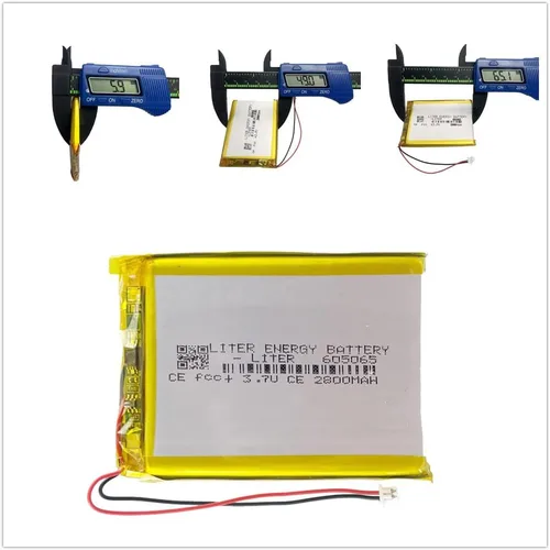 Miniatura 2 de Batería recargable del ion del polímero de litio del litro 3.7V 605065 2800mAh Lipo con el conector JST el 4.1 ft