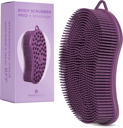 Miniatura 13 de MainBasics - Limpiador corporal de silicona, limpiador de ducha de doble cara con nodos de masaje, alternativa de esponja de silicona para limpieza