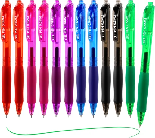 Miniatura 8 de USUAL Bolígrafos de gel de 0.020 in, paquete de 12 bolígrafos retráctiles de tinta negra de punta fina, escritura suave de secado rápido, no se