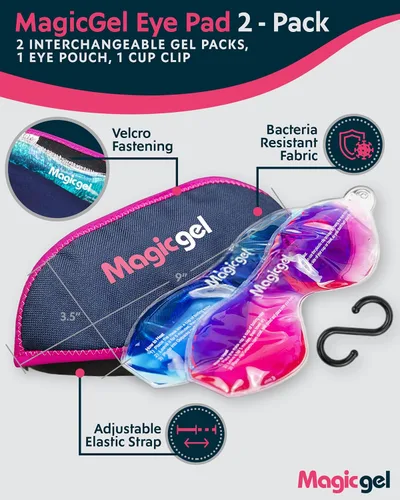 Miniatura 3 de Magic Gel Paquete frío de máscara de ojos Paquete de 2 mascarillas refrescantes para dormir Máscara de ojos fríos Reuable y compresa de ojos