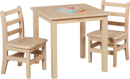 Miniatura 12 de ECR4Kids Juego de mesa y silla de madera dura de 24 x 24 pulgadas, altura de asiento de 12 pulgadas, muebles para niños, blanco antiguo, 3 piezas