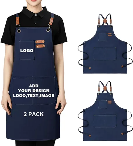 Delantal personalizado para hombres y mujeres, delantales de lona de cocina personalizados con bolsillos, nombre, texto, logotipo, imagen