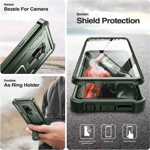 Miniatura 7 de Dexnor Funda para Samsung Galaxy S9+ Plus, [protector de pantalla y soporte integrados] Protección de grado militar resistente a prueba de golpes