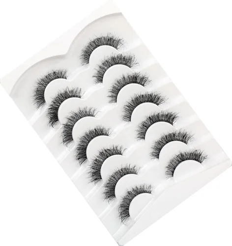 Miniatura 6 de Pooplunch Pestañas postizas con aspecto de ojo de gato look natural, pestañas cortas finas, extensión cruzada 8D volumen, pestañas postizas de visón