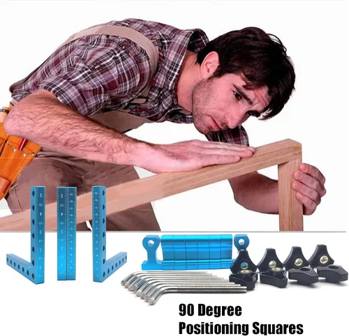 Miniatura 7 de Cuadrados de posicionamiento de 90 grados de 5.5 x 5.5 pulgadas, cuadrados de ángulo recto con 8 abrazaderas, abrazadera de esquina tipo L