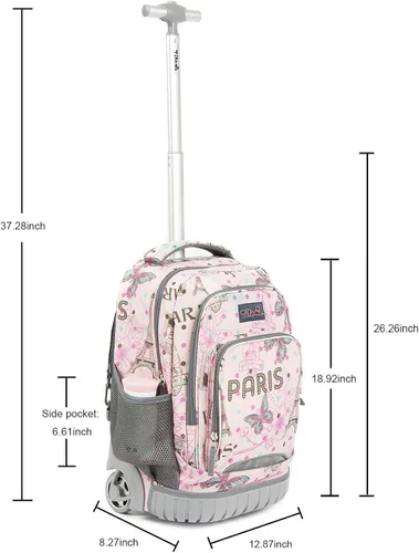 Miniatura 2 de Tilami Mochila con ruedas de 18 pulgadas con estuche escolar para niños y niñas, Caballo rosa, Computadora portátil