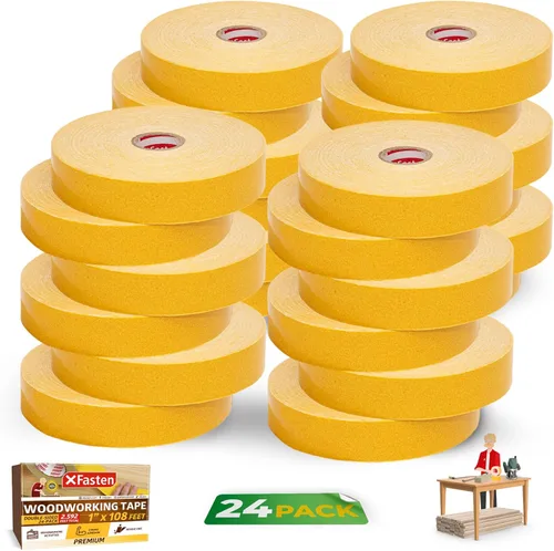 Miniatura 10 de XFasten Cinta adhesiva de doble cara para carpintería de 1 pulgada x 108 pies (paquete de 3), sin residuos, cinta adhesiva extraíble de doble cara