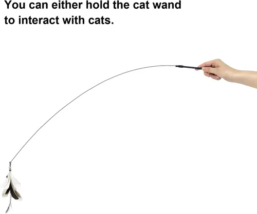 Miniatura 5 de TTcat Juguetes de varita para gatos con ventosa, juego interactivo de simulación de pájaro para gatos, juguetes para gatos, alambre de acero