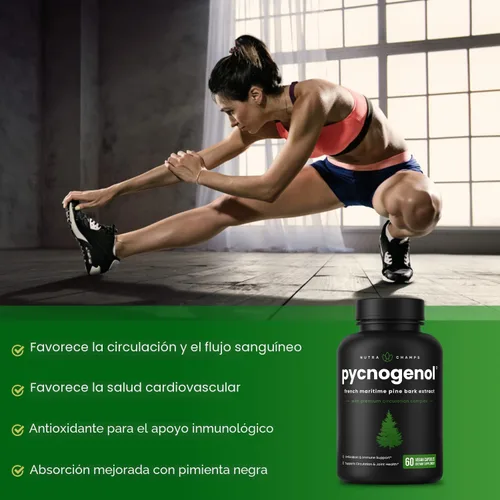 Miniatura 5 de NutraChamps Pycnogenol Extracto de corteza de pino marítimo francés, complejo de circulación premium, flujo sanguíneo, producción de óxido nítrico