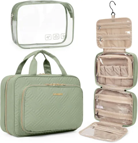 Miniatura 12 de BAGSMART Neceser de viaje colgante con organizador de maquillaje aprobado por la TSA, bolsa cosmética transparente para artículos de aseo personal