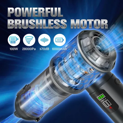 Miniatura 6 de Aspiradora de mano 4 en 1 inalámbrica y plumero de aire, 28000 pa de potencia de succión portátil inalámbrica, mini aspiradora con pantalla digital