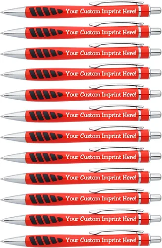 Miniatura 8 de ExpressDesigns™ - Su nombre o huella en nuestro bolígrafo Addison impreso personalizado - Agarre de goma para escribir comodidad y control, tinta
