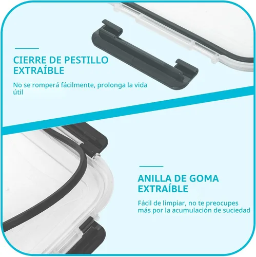 Miniatura 2 de Skroam Paquete de 10 Recipientes de Vidrio para Preparación de Comida, Recipientes de Almacenamiento de Alimentos de Vidrio de 22 OZ con Tapa Gris