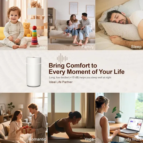 Miniatura 7 de Humidificador de proyección de estrella para automóvil con tanque de 12.2 fl oz, difusor portátil de niebla fría alimentado por USB, humidificador