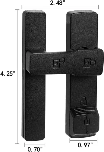 Miniatura 2 de INIRET Cerradura de puerta de granero negro mate de 180 grados, herrajes para puerta abatible, cerradura de puerta de aleación de zinc, protege