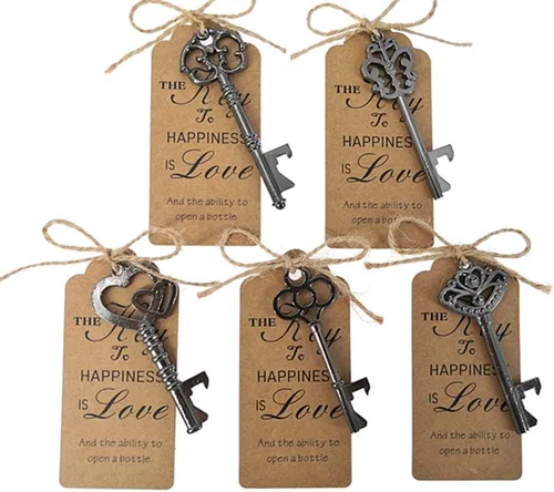 Miniatura 8 de ALIMITOPIA 50 piezas de abrebotellas con llave de esqueleto, despedida de soltera, boda, fiesta, recuerdo, regalo con etiqueta de acompañante y Oro