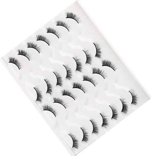 Miniatura 341 de Pooplunch - Pestañas postizas finas de visón sintético, estilo ojo de gato, naturales, cruzadas, tipo racimo, efecto 8D de volumen, tiras