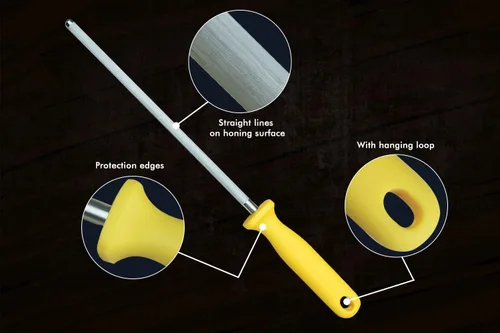 Miniatura 5 de SMI - Afilador de cuchillos de cocina de acero Solingen Alemania de 9 pulgadas para afilar cuchillos de cocina