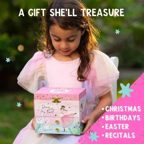 Miniatura 4 de Joyero musical de bailarina para niñas, caja de música para niños con bailarina giratoria, regalos de cumpleaños de ballet para niñas pequeñas