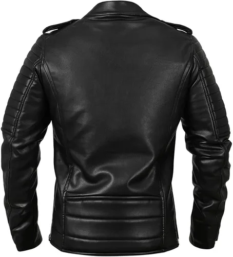 Miniatura 5 de BANMAXDD Men's Faux Leather Jacket QUALITY Black Waterproof Windproof Multi-pocket Biker Jacket Casual Warm Winter Coat