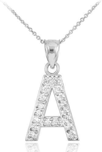 Miniatura 44 de Claddagh Gold . Collar con colgante de letra inicial de plata de ley 925 con circonita cúbica - Elección de tamaños