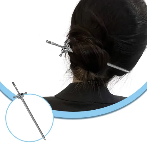 Miniatura 5 de 2 palillos para el cabello vintage para niñas, estilo chino, horquillas para cabello largo, accesorios para el cabello (negro)