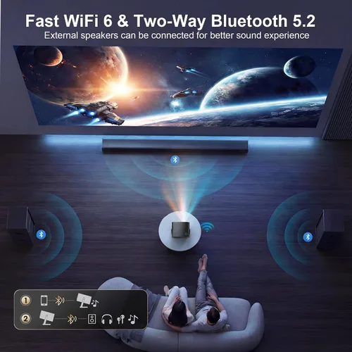 Miniatura 6 de Compatible con Netflix y Native 1080P: proyector inteligente con WiFi y Bluetooth, proyector de cine en casa compatible con 4K