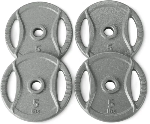 Miniatura 6 de Amazon Basics Placas de peso de agarre de 1 pulgada, hierro fundido, entrenamiento de fuerza, gimnasio en casa