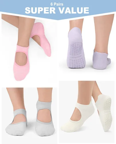 Miniatura 3 de Calcetines de pilates antideslizantes para mujer, calcetines atléticos de yoga para barre ballet, descalzo, entrenamiento, hospital
