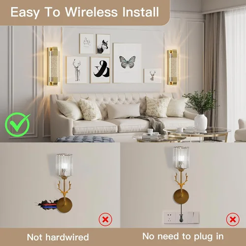 Miniatura 3 de camuucci Aplique de pared operado por batería recargable de 12000mAh, luz de pared para interiores, sin cableado, control remoto, regulable