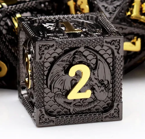 Miniatura 22 de Haxtec - Juego de dados de metal DND, dados poliédricos D&D compatibles con Dungeons and Dragons, regalo TTRPG, dados de metal bronce antiguo
